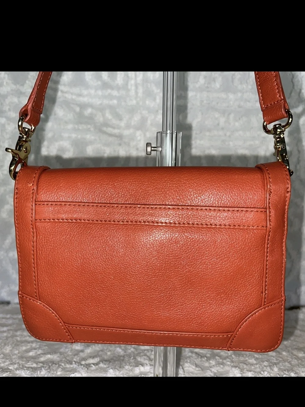 Tory Burch Burnt Orange Pebbled Leather Shoulder Bag